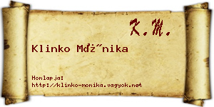 Klinko Mónika névjegykártya